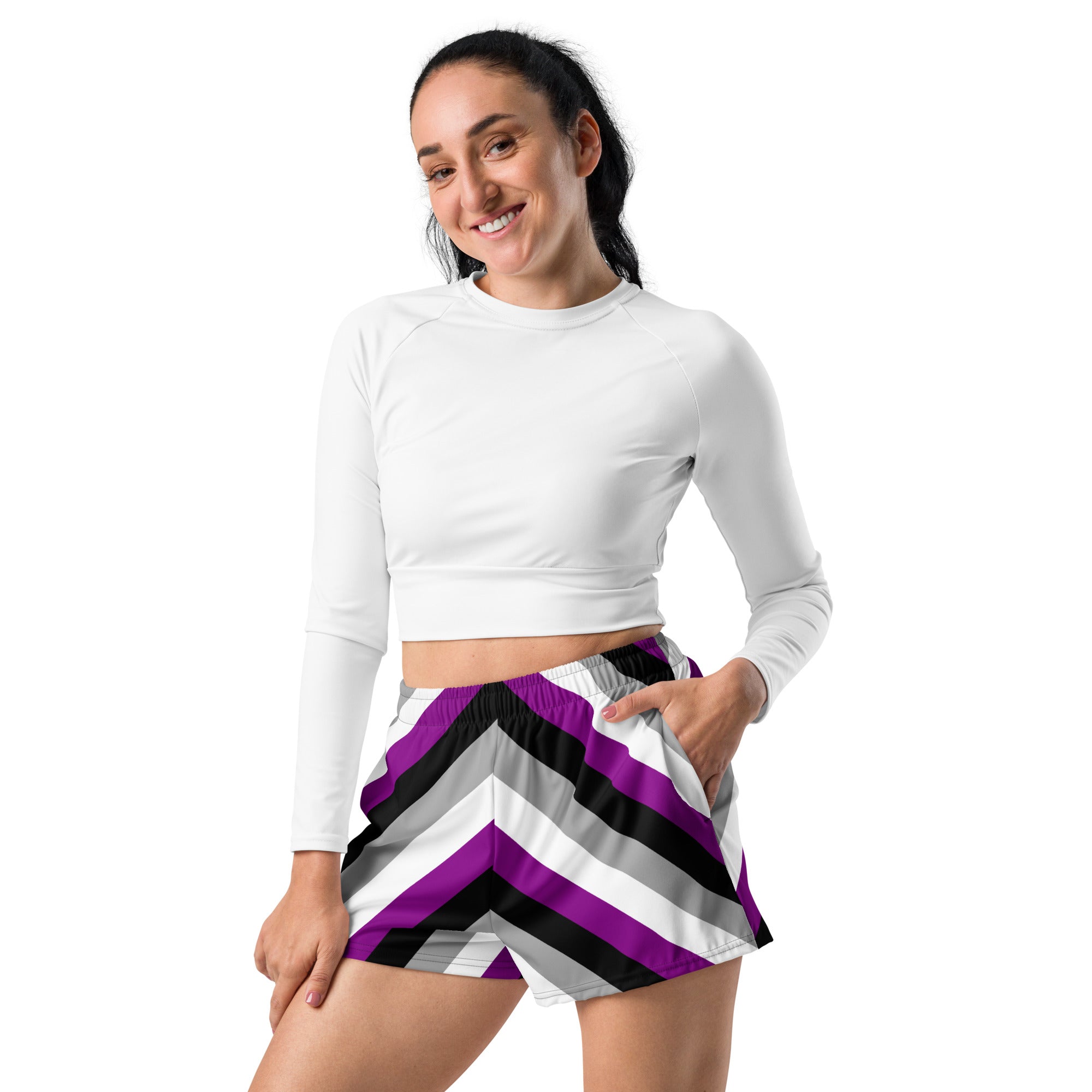 Asexual Diagonal Flag Stripes Athletic Shorts