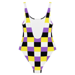 Non-Binary Flag Check One-Piece Swimsuit