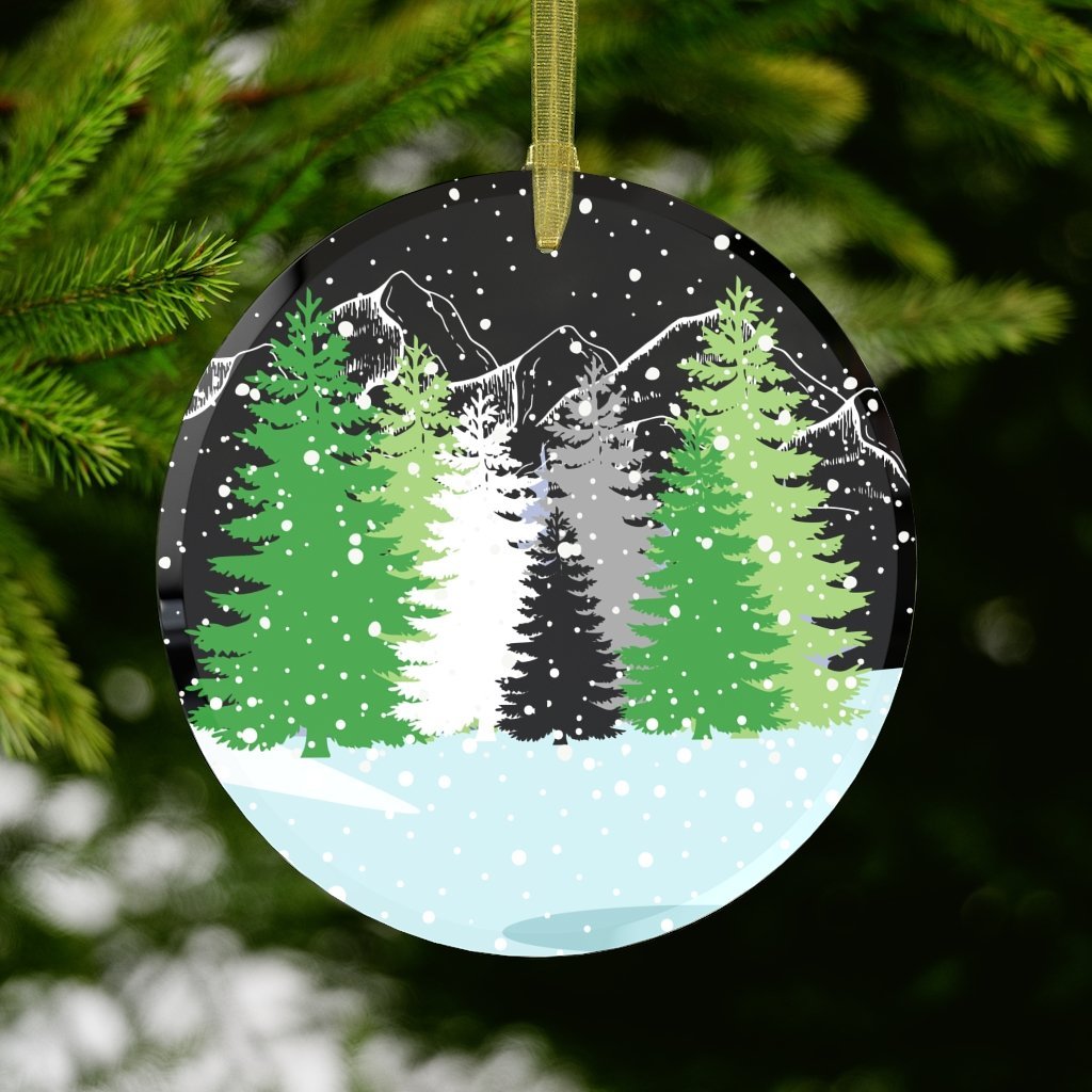 Aromantic Christmas Forest Glass Ornament - On Trend Shirts