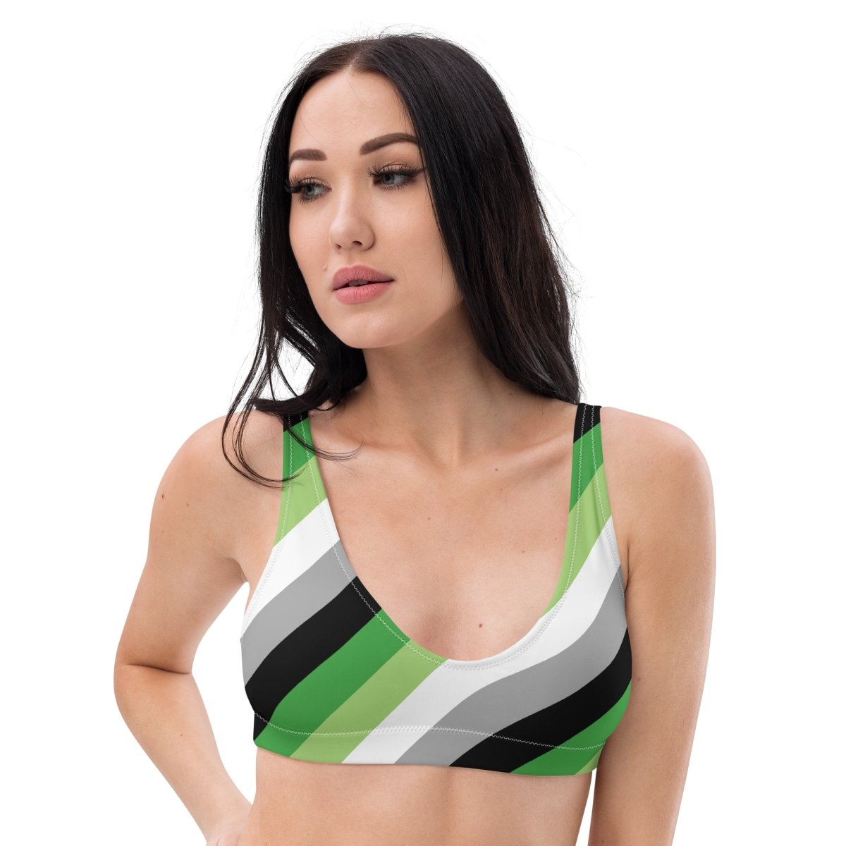 Aromantic Flag Recycled Padded Bikini Top - On Trend Shirts