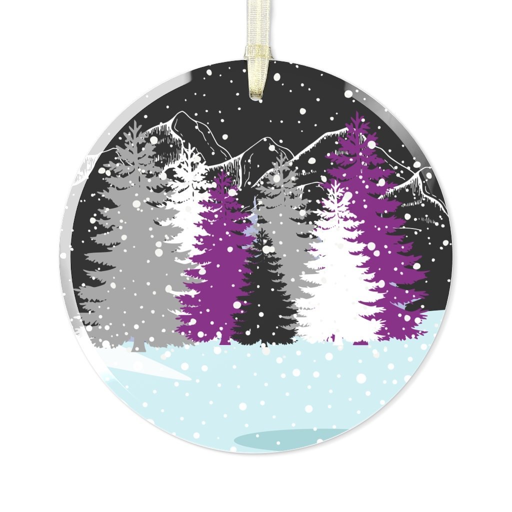 Asexual Christmas Forest Glass Ornament - On Trend Shirts