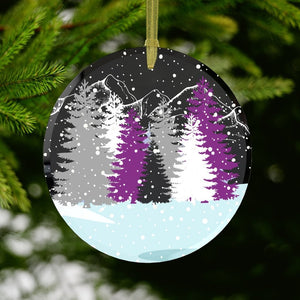 Asexual Christmas Forest Glass Ornament - On Trend Shirts