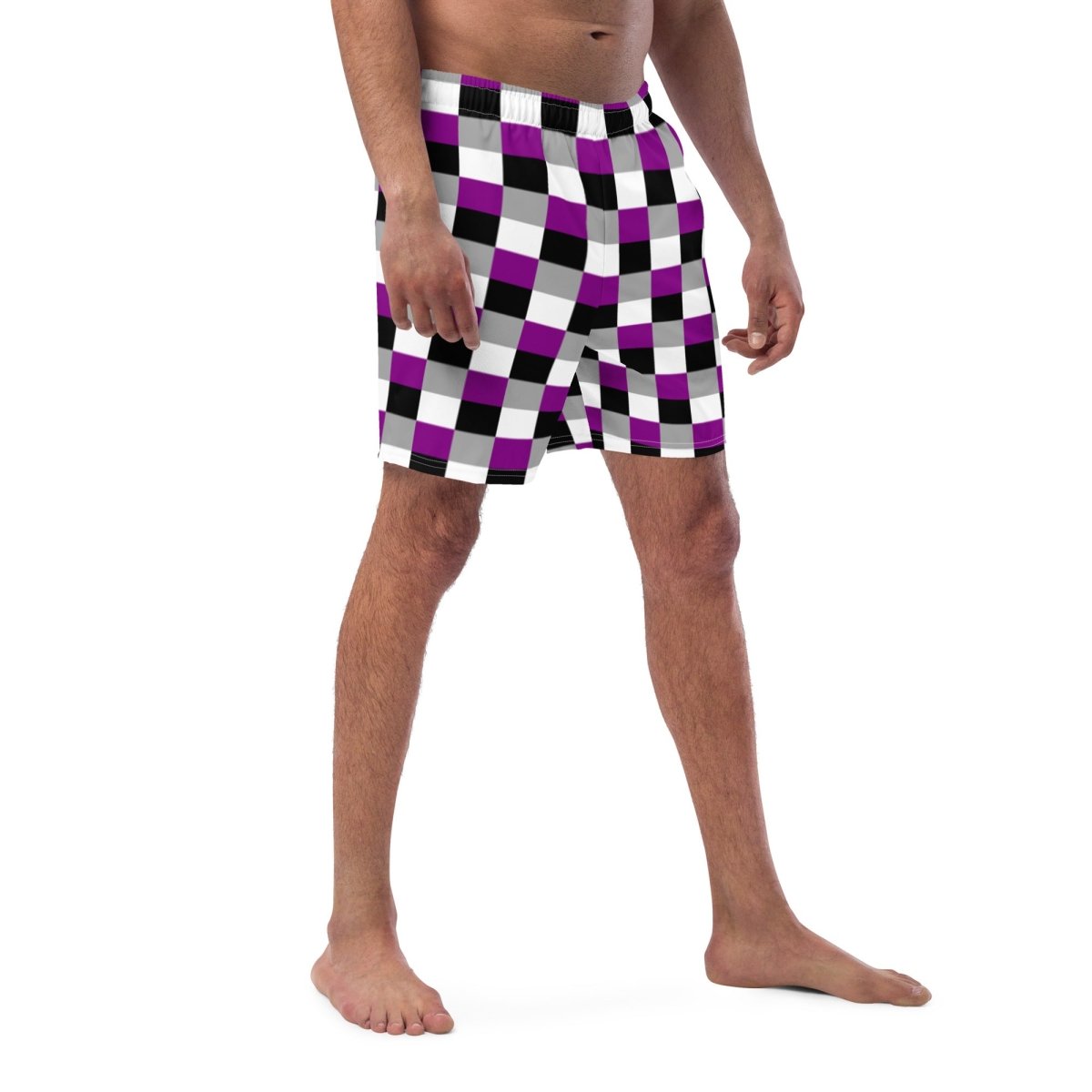 Asexual Flag Check Swim Trunks - On Trend Shirts