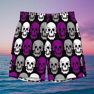 Asexual Flag Skulls Swim Trunks - On Trend Shirts
