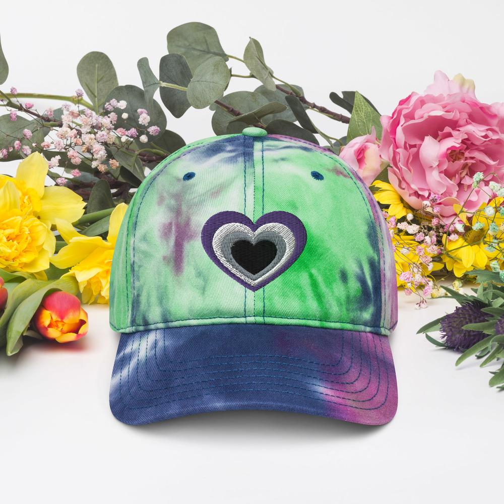 Asexual Heart Embroidered Tie Dye Hat - On Trend Shirts