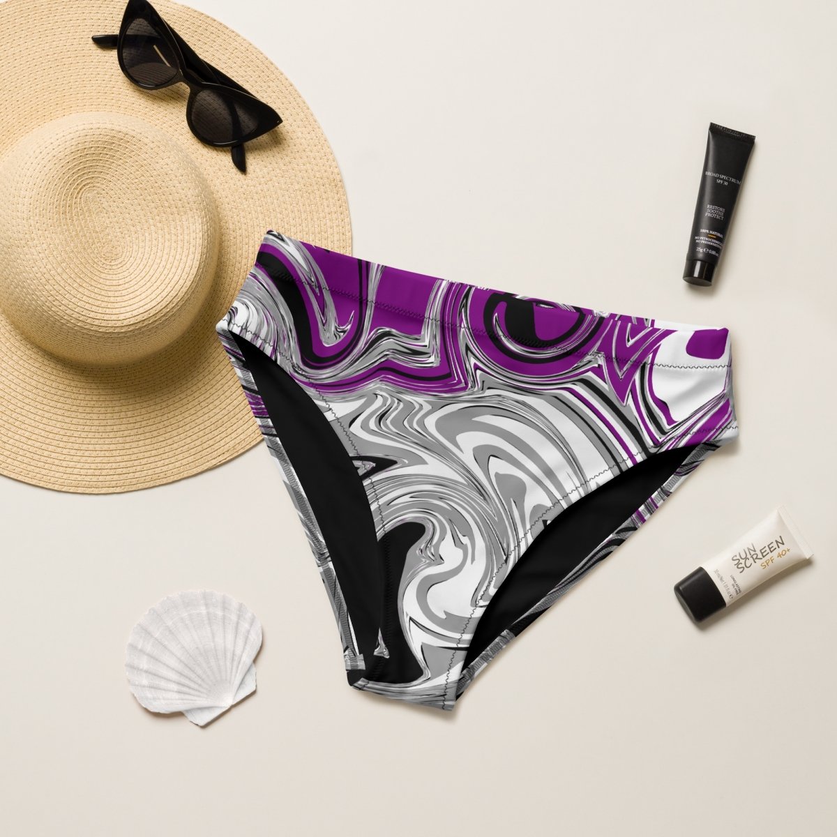 Asexual Twirls Recycled High-Waisted Bikini Bottom - On Trend Shirts