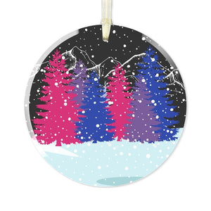 Bisexual Christmas Forest Glass Ornament - On Trend Shirts