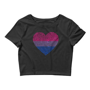 Bisexual Fingerprint Heart Cropped Tee - On Trend Shirts