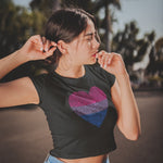Bisexual Fingerprint Heart Cropped Tee - On Trend Shirts
