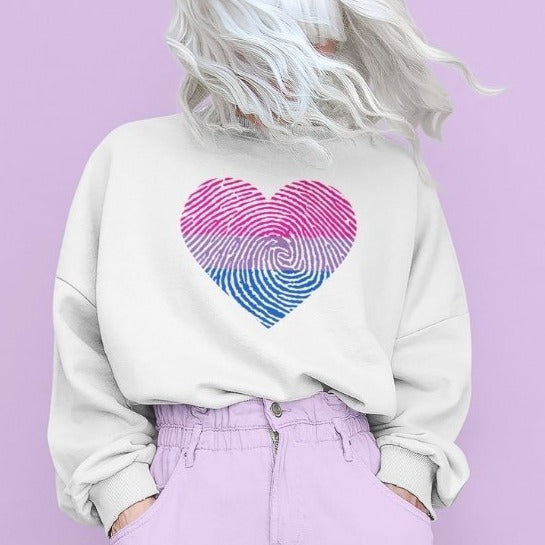 Bisexual Fingerprint Heart Sweatshirt - On Trend Shirts
