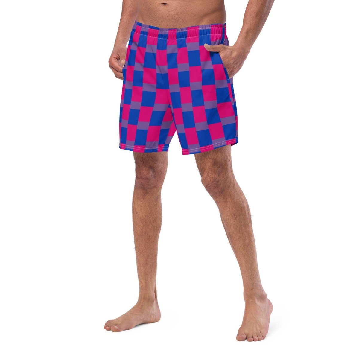 Bisexual Flag Check Swim Trunks - On Trend Shirts