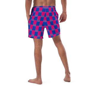 Bisexual Flag Check Swim Trunks - On Trend Shirts
