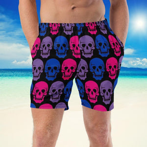 Bisexual Flag Skulls Swim Trunks - On Trend Shirts