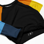 Black Aroace Sunset Flag Long Sleeve Crop Top - On Trend Shirts