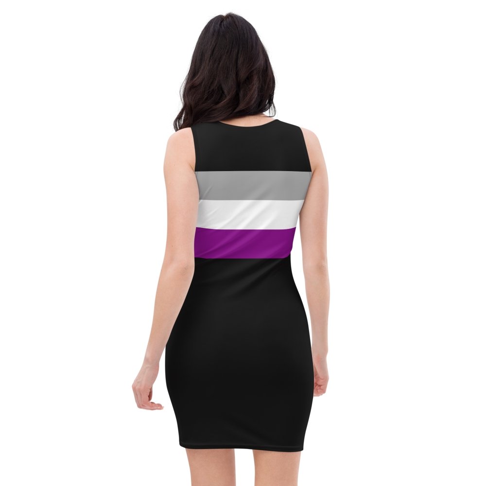 Black Asexual Flag Fitted Dress - On Trend Shirts