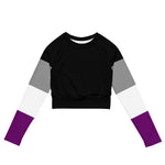 Black Asexual Flag Long Sleeve Crop Top - On Trend Shirts