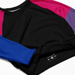 Black Bisexual Flag Long Sleeve Crop Top - On Trend Shirts