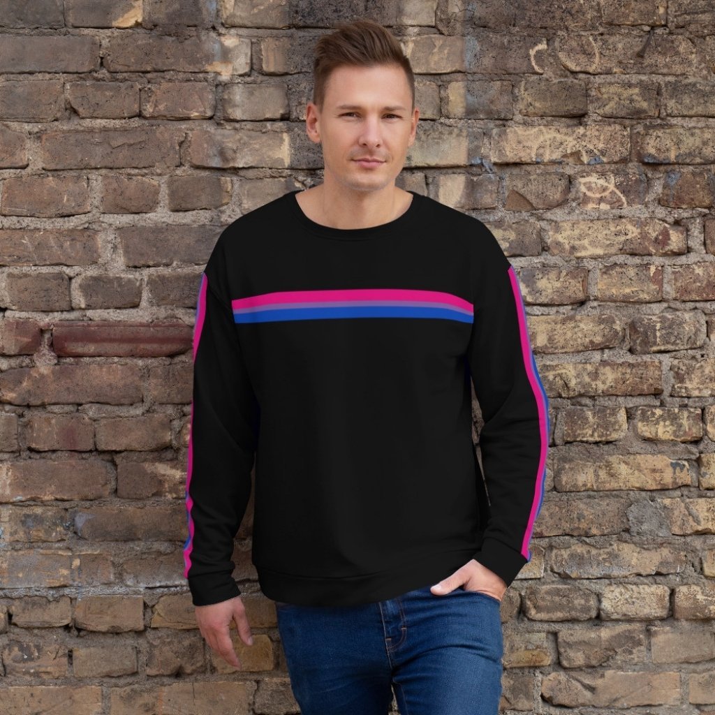 Black Bisexual Flag Striped Sweatshirt - On Trend Shirts