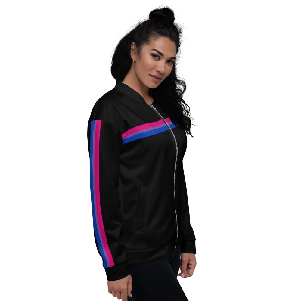 Black Bisexual Stripe Bomber Jacket - On Trend Shirts