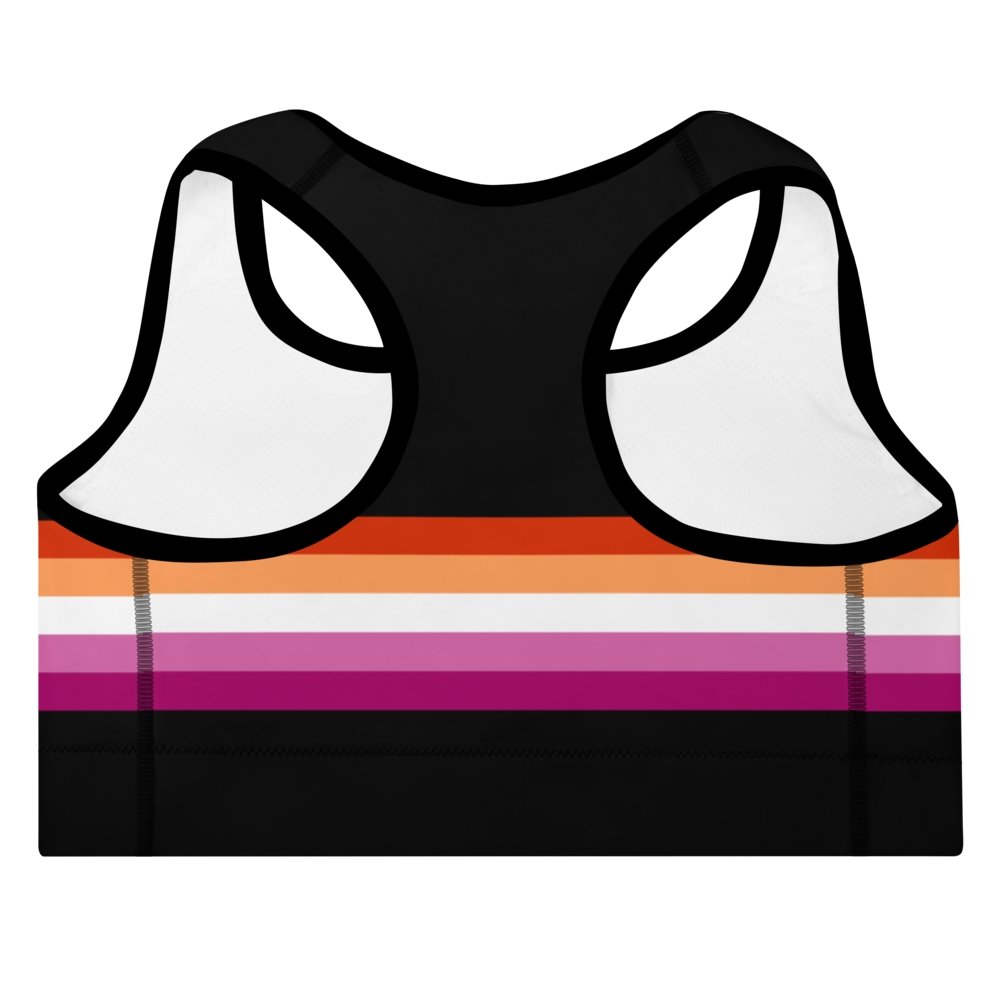 Vibrant Expression: Lesbian Pride Pouring Paint Sports Bra Suit in