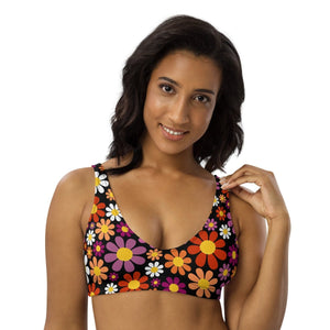 Black Daisies Lesbian Recycled Padded Bikini Top - On Trend Shirts