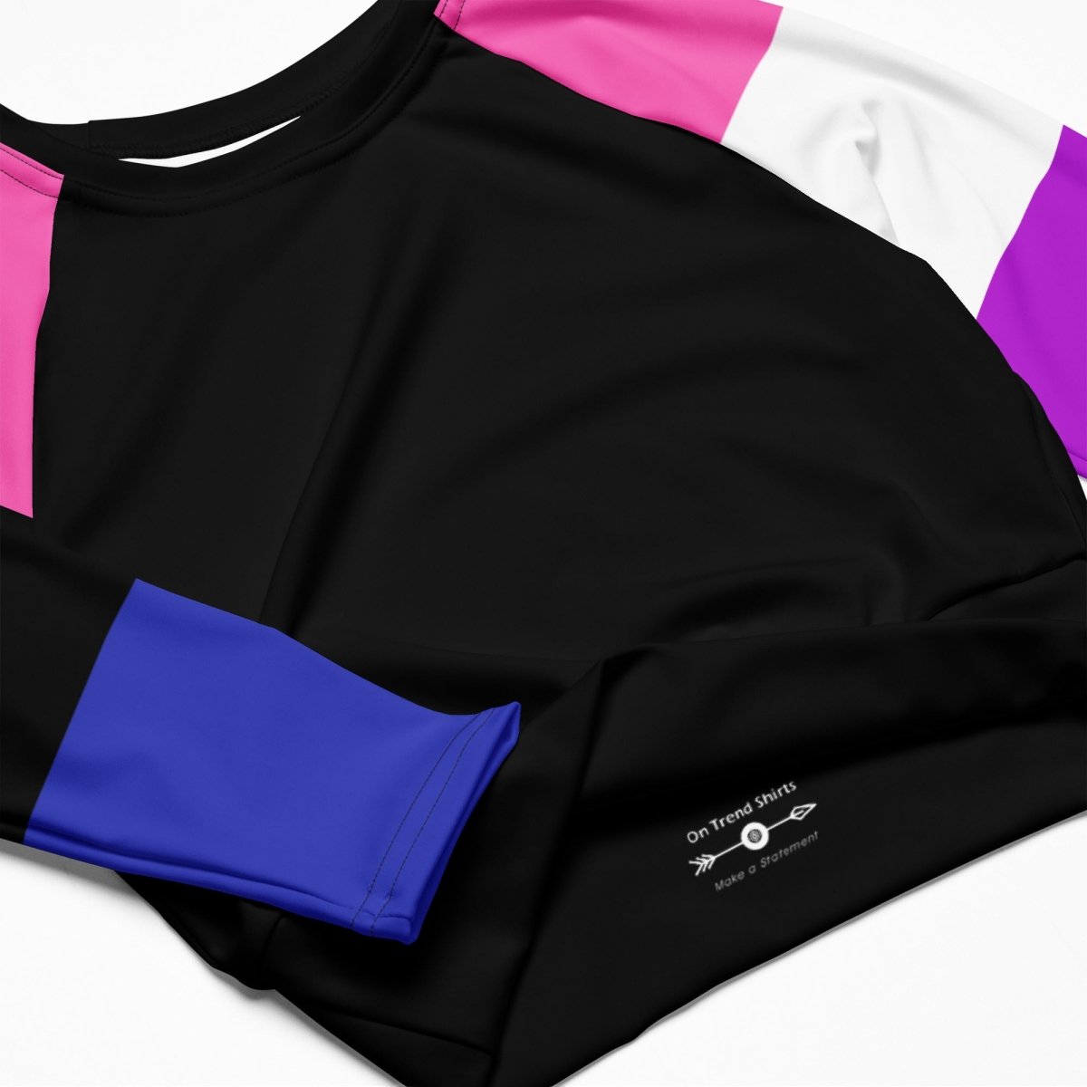 Black Genderfluid Flag Long Sleeve Crop Top - On Trend Shirts