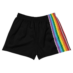 Black Knitted Rainbow Stripe Athletic Shorts - On Trend Shirts