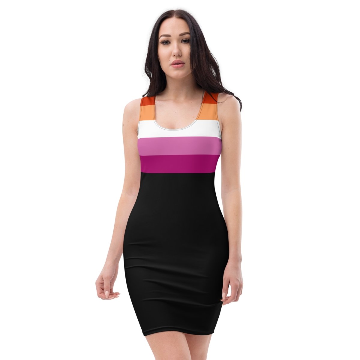 Black Lesbian Flag Fitted Dress - On Trend Shirts