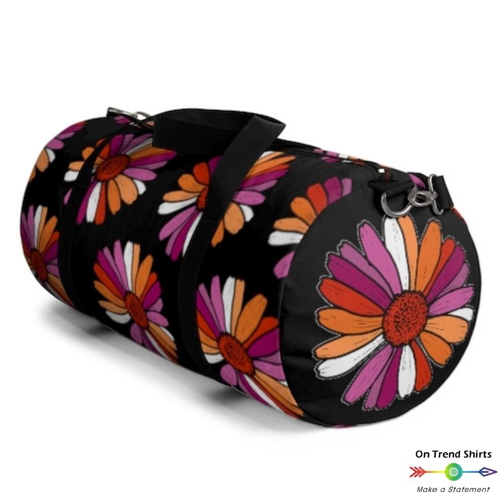 Black Lesbian Flower Duffle Bag - On Trend Shirts