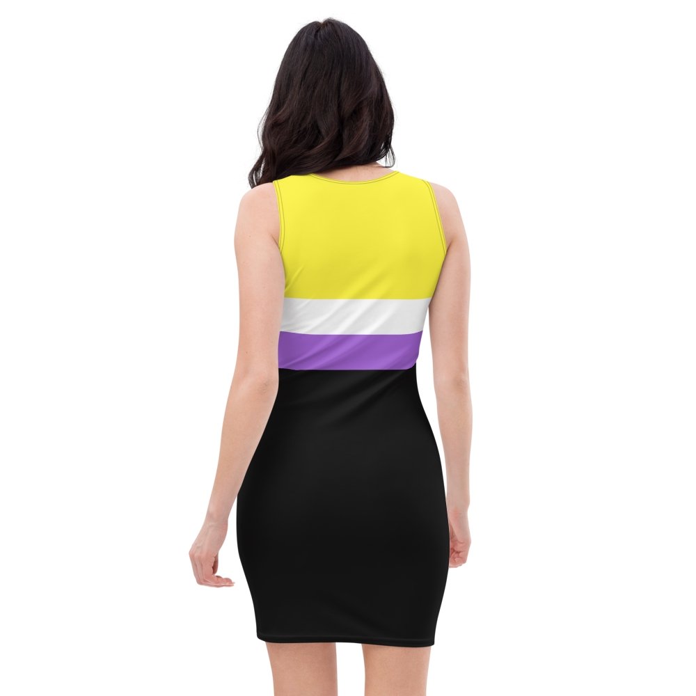 Black Non-Binary Flag Fitted Dress - On Trend Shirts