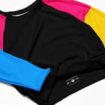 Black Pansexual Flag Long Sleeve Crop Top - On Trend Shirts