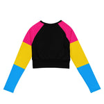 Black Pansexual Flag Long Sleeve Crop Top - On Trend Shirts