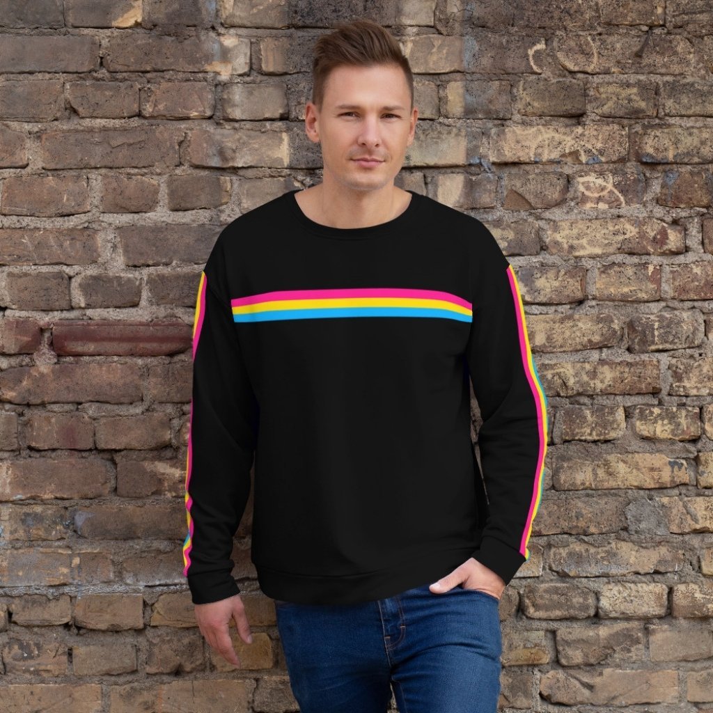Black Pansexual Flag Striped Sweatshirt - On Trend Shirts