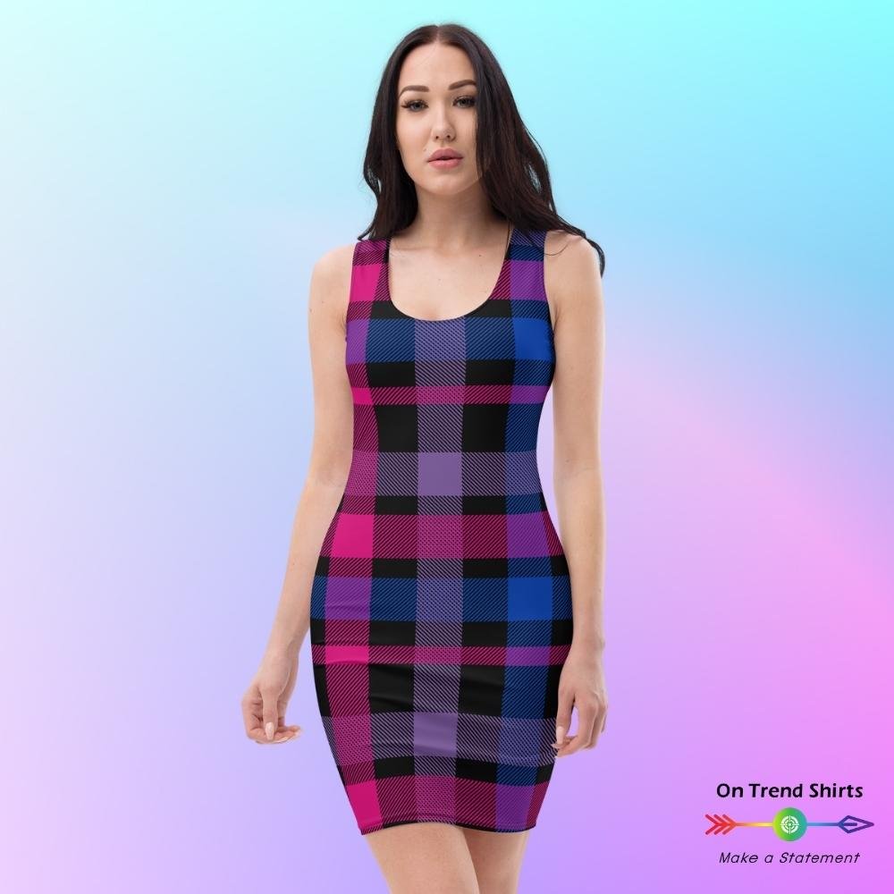 Black Plaid Bisexual Fitted Dress - On Trend Shirts