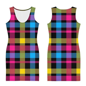 Black Plaid Pansexual Fitted Dress - On Trend Shirts