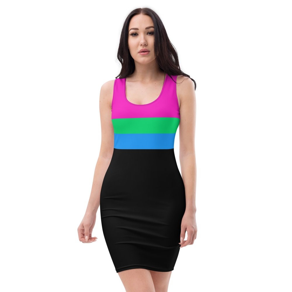 Black Polysexual Flag Fitted Dress - On Trend Shirts