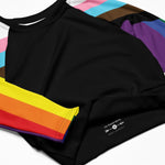 Black Progress Pride Flag Long Sleeve Crop Top - On Trend Shirts