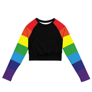 Black Rainbow Flag Long Sleeve Crop Top - On Trend Shirts
