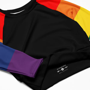 Black Rainbow Flag Long Sleeve Crop Top - On Trend Shirts