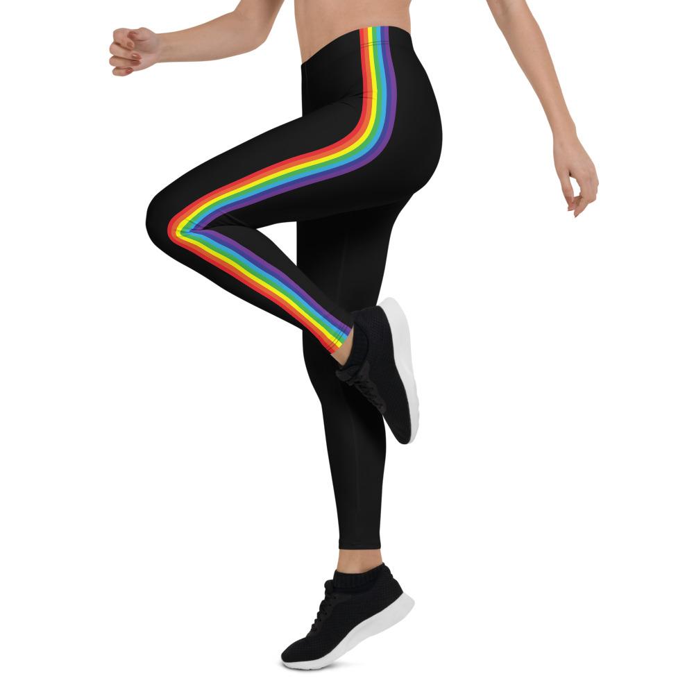Black Rainbow Stripe Leggings - On Trend Shirts