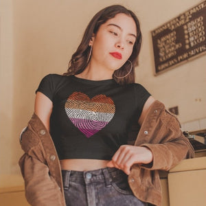 Community Lesbian Fingerprint Heart Cropped Tee - On Trend Shirts