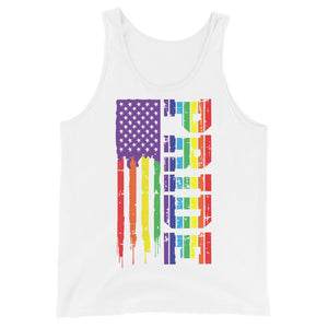 Dripping USA Rainbow Pride Flag Tank Top - On Trend Shirts