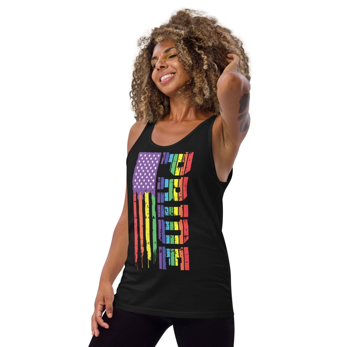 Dripping USA Rainbow Pride Flag Tank Top - On Trend Shirts