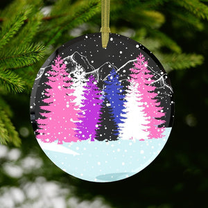 Genderfluid Christmas Forest Glass Ornament - On Trend Shirts