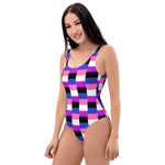 Genderfluid Flag Check One-Piece Swimsuit - On Trend Shirts