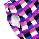 Genderfluid Flag Check Swim Trunks - On Trend Shirts