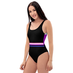 Genderfluid Stripe One-Piece Swimsuit - On Trend Shirts