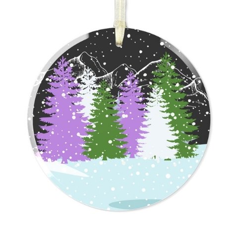 Genderqueer Christmas Forest Glass Ornament - On Trend Shirts