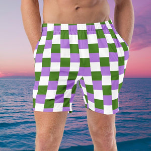 Genderqueer Flag Check Swim Trunks - On Trend Shirts