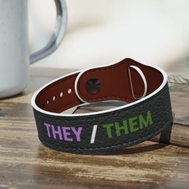 Genderqueer They Them Pronouns Wristband - On Trend Shirts